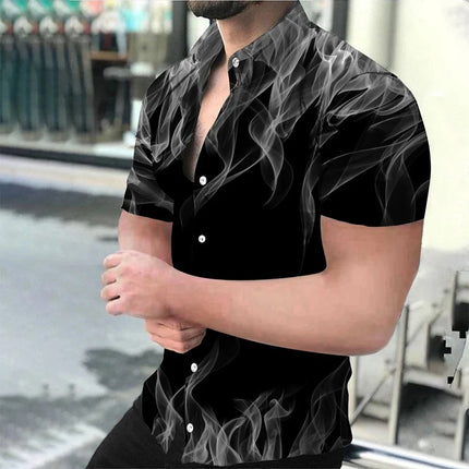 Men Business Casual 3D Gradient Lapel Shirts