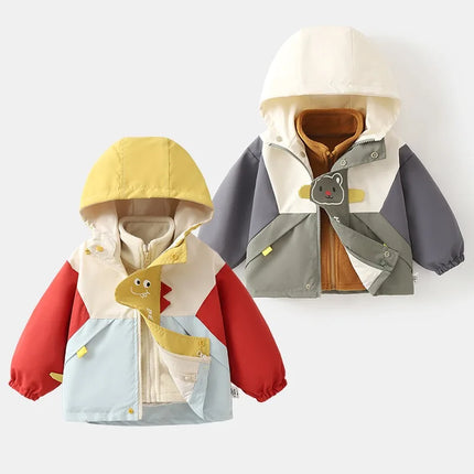Jacket Boy Waterproof 1-6y Dinosaur Spliced Rain Coat - Jacket - Rownocean - Mad Fly Essentials