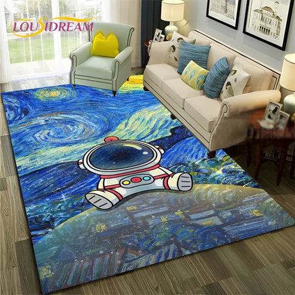 Area Rug Universe Space Galaxy Planet 3D Rug - Area Rug - Essential Rugs - Mad Fly Essentials