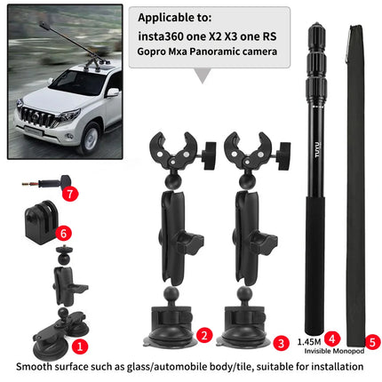 Lightweight Car Suction Invisible Selfie Stick
