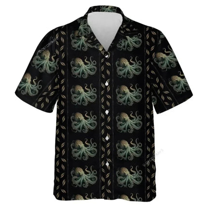 Men Animal Octopus Short Hawaiian Party Shirts