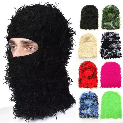 Distressed Ski Mask-Knitted Full-Face Camouflage Balaclava - Super Deals Mad Fly Essentials