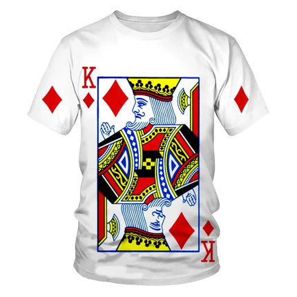 Men Retro 3D Poker Playing Card Party KING Tees
