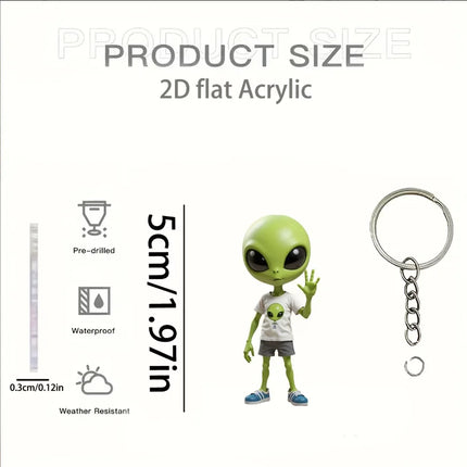Keychain Green Alien 2D Science Fiction Car Pendant - Keychain - Kingonedom - Mad Fly Essentials