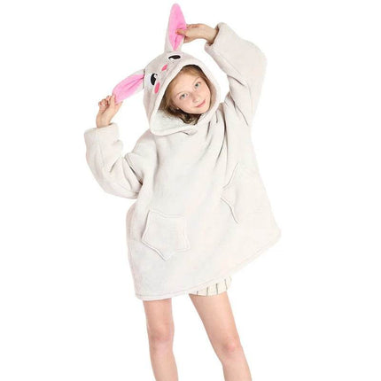 Kids Girl Unicorn Animal Sherpa Hoodies Blankets - Mad Fly Essentials
