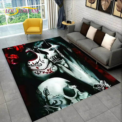 3D Gothic Horror Skull Dead Girl Area Rug - Mad Fly Essentials