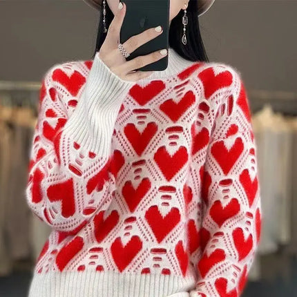 Sweater Women Half Sleeve Heart Casual Top - sweater - Lidou - Mad Fly Essentials