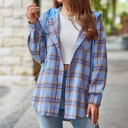 Women Long Patchwork Plaid Striped Shirt - Mad Fly Essentials