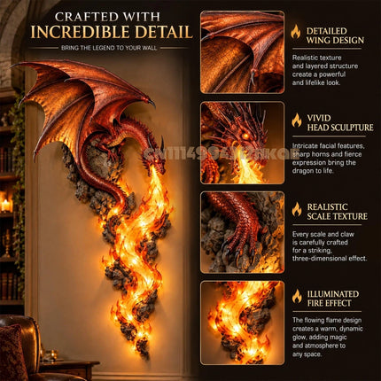LED Wall Sconce Dragonfire Guardian Gothic Wall Light - LED Wall Sconce - Chinly - Mad Fly Essentials