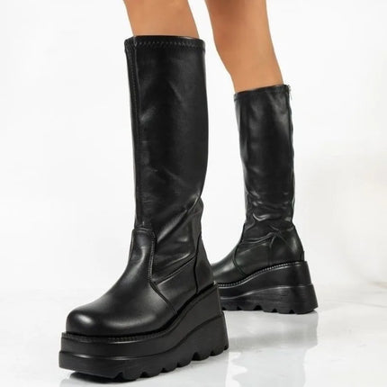 Boots Women Trendy Platform Black Heel Zip Footwear - Boots - Snow fox valley - Mad Fly Essentials
