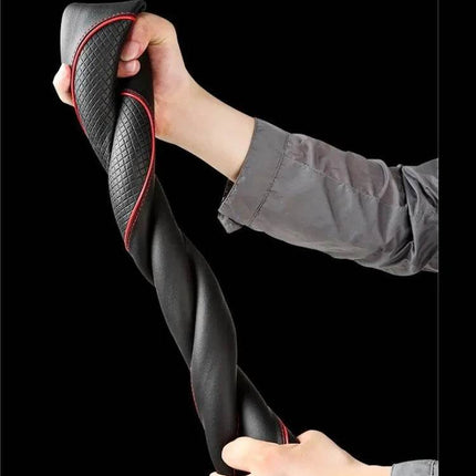 Auto Leather Stitch Steering Wheel Cover - Mad Fly Essentials