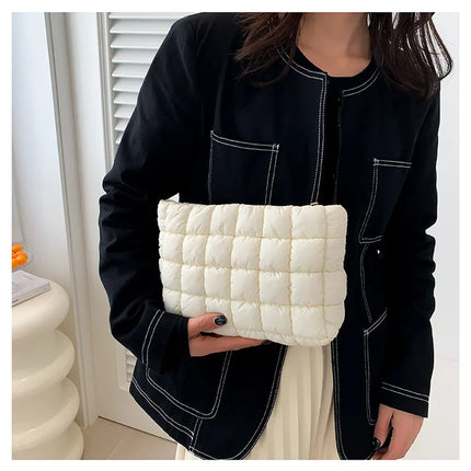 Handbag Women Fluffy Down Argyle Chain Handbag - Handbag - Fantasy Valley - Mad Fly Essentials