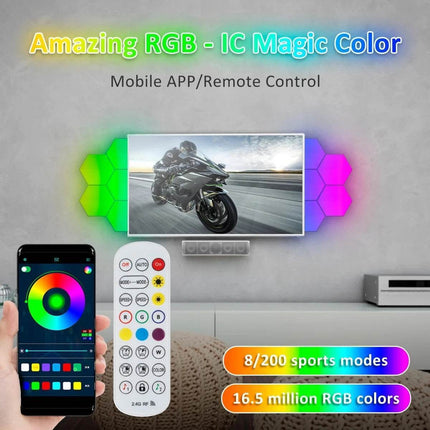 RGBIC LED Smart App Remote Hexagonal DIY Night Lights - Mad Fly Essentials