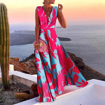 Women Pink V Maxi Beach Dress