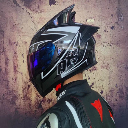 Motorcycle Full-Face Blue Black Capacete Helmet - Mad Fly Essentials