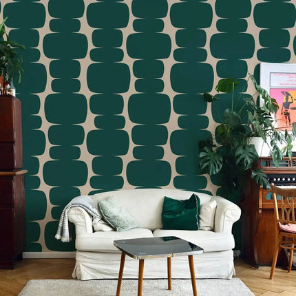 3D Wallpaper Retro Vibes Peel Stick Green Geometric Wall Mural - 3D Wallpaper - Diantu - Mad Fly Essentials