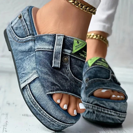 Slippers Women Summer Denim Beach Sandals - Slippers - OEING - Mad Fly Essentials