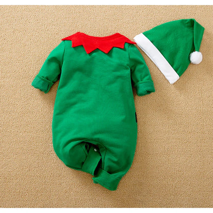 Baby Boys Christmas Green Elf Jumpsuit