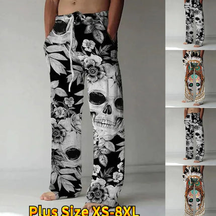 Men Skull Print Pattern XS-8XL Casual Pants