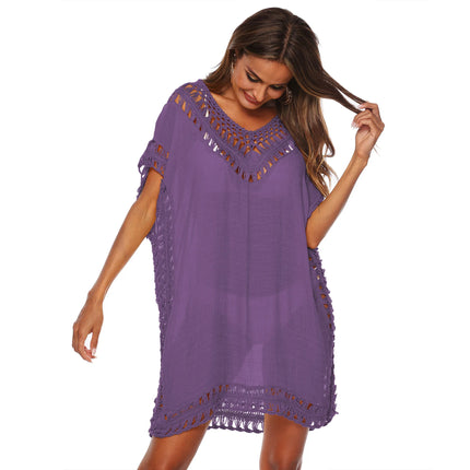 Beach Dress Women Crochet Cover Up Solid Swimsuit Dress - Beach Dress - Mafirry - Mad Fly Essentials