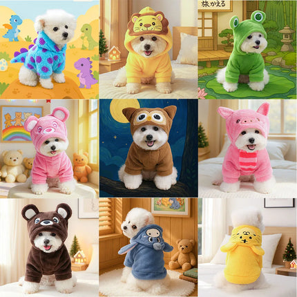 Pet Hoodies Cat Blue Polka-Dot Seasonal Plush Dog Sweater Clothes - Pet Hoodies - Muralon - Mad Fly Essentials