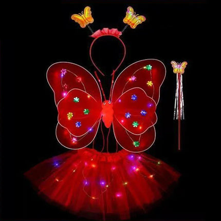 Girls Angel Valentines Day Butterfly Costume Skirt Set