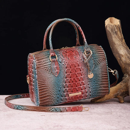 Handbag Women Crocodile Embossed Boston Satchel Bag - Handbag - Miescher Kora - Mad Fly Essentials