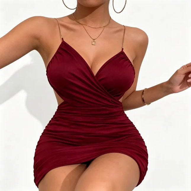 Mini Dress Women Sleeveless Spaghetti Strap Solid Dress - Mini Dress - Pixiekiki - Mad Fly Essentials