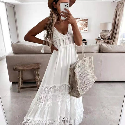 Maxi Dress Women Bohemian Lace White Sundress - Maxi Dress - Roddrsya - Mad Fly Essentials