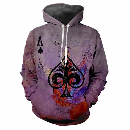 Men Hot 3D Poker Ace Spades Party Hoodies - Mad Fly Essentials
