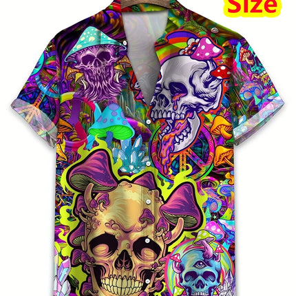 Hawaiian Shirt Men Cool Skull Graphic Tee - Hawaiian Shirt - Metaphor - Mad Fly Essentials