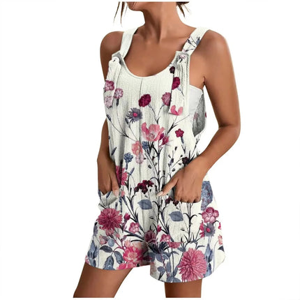 Women Sleeveless Casual Rompers with Pockets
