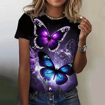 Women Summer 3D Butterfly Floral Shirt - Mad Fly Essentials