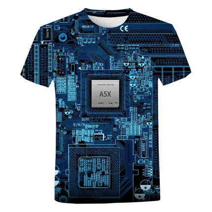 Men 3D Electronic Chip CPU Casual Shirts