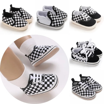 Baby Boy Plaid Soft Canvas Sneakers
