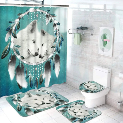 Mysterious Wolf Moon Shower Curtain Set
