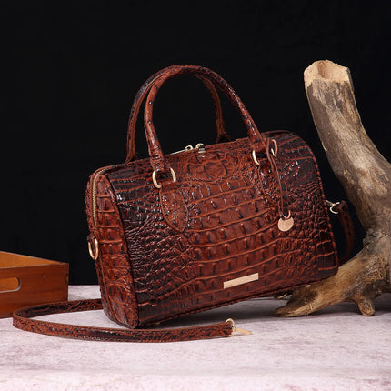 Handbag Women Crocodile Embossed Boston Satchel Bag - Handbag - Miescher Kora - Mad Fly Essentials