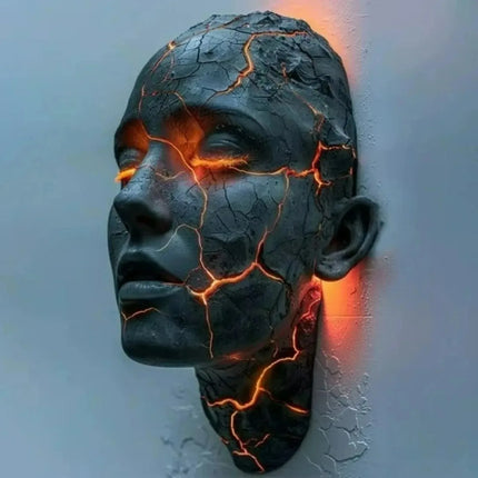 LED Wall Sconce Black Lava Gothic Cracked Soul Orange Wall Lamp - LED Wall Sconce - Chinly - Mad Fly Essentials