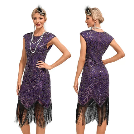 Women's Plus 1920s Gatsby Sequin Beaded Party Dress