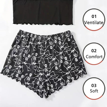Pajama Set Women's Halloween Sleeveless Crop Pajamas - Pajama Set - Gelvishi - Mad Fly Essentials