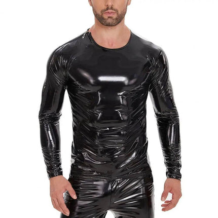 INS GOTH Leather Wear Wet Look Zipper Party Tops Mens Clubwear - Mad Fly Essentials