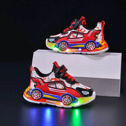 Boy Girl New Fashion Anti-Slip Cartoon Car Kids LED Shoes - Mad Fly Essentials