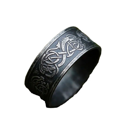 Ring Men 316L Stainless Norse Viking Retro Dragon Band - Ring - Epoxy - Mad Fly Essentials