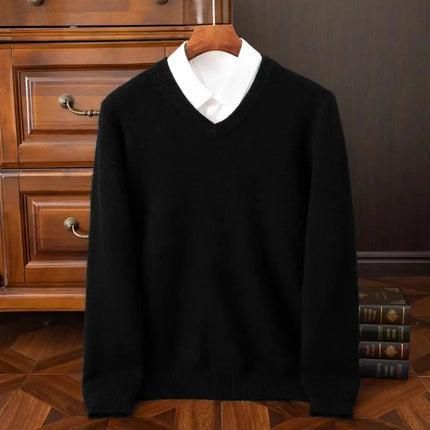 Sweater Men Cashmere V-Neck Woolen Pullover Sweater - Sweater - Wuiliy - Mad Fly Essentials