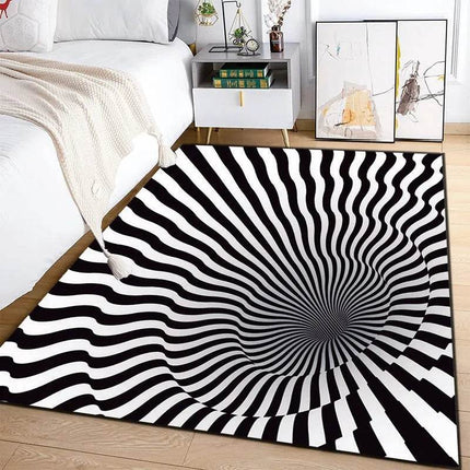 3D Vortex Illusion Black White Rug - Mad Fly Essentials