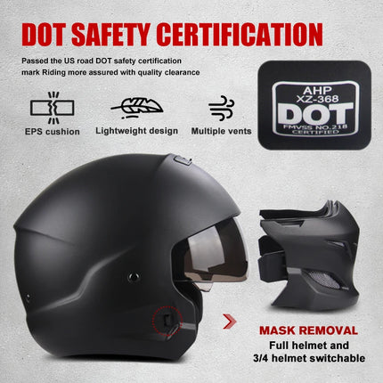 Motorcycle Helmet Half Predator Detachable Multi-purpose Helmet - Motorcycle Helmet - Kemimoto - Mad Fly Essentials