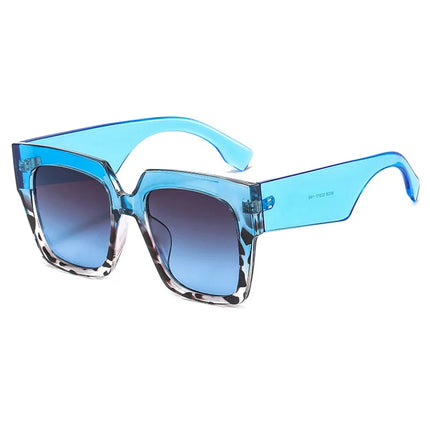 Women Blue Vintage UV400 Cat Eye Big Frame Sunglasses