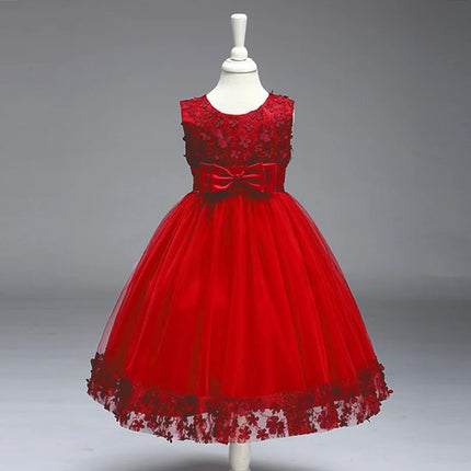 Baby Girls 1-8YO Wine Red Formal Ball Gown Dress