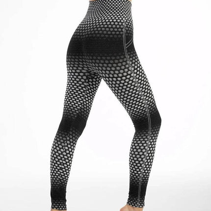 Women Grey Honeycomb High Elastic Tight Leggings - Mad Fly Essentials