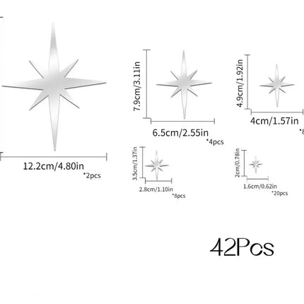 Home Decor 82PCS Star Mosaic Mirror Sticker Wall Decals - Home Decor - Zooyoo - Mad Fly Essentials